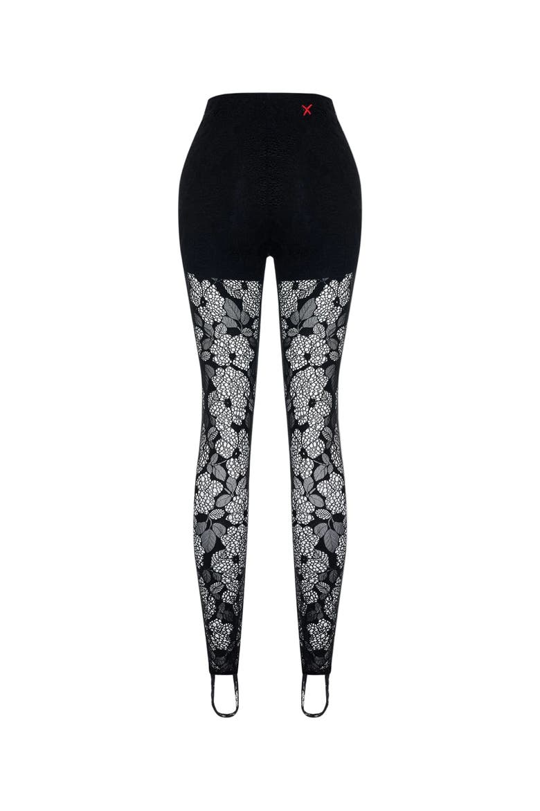 The Party Edit Lace Leggings With Built In Ribbed Shorts, Alternate, color, BLACK