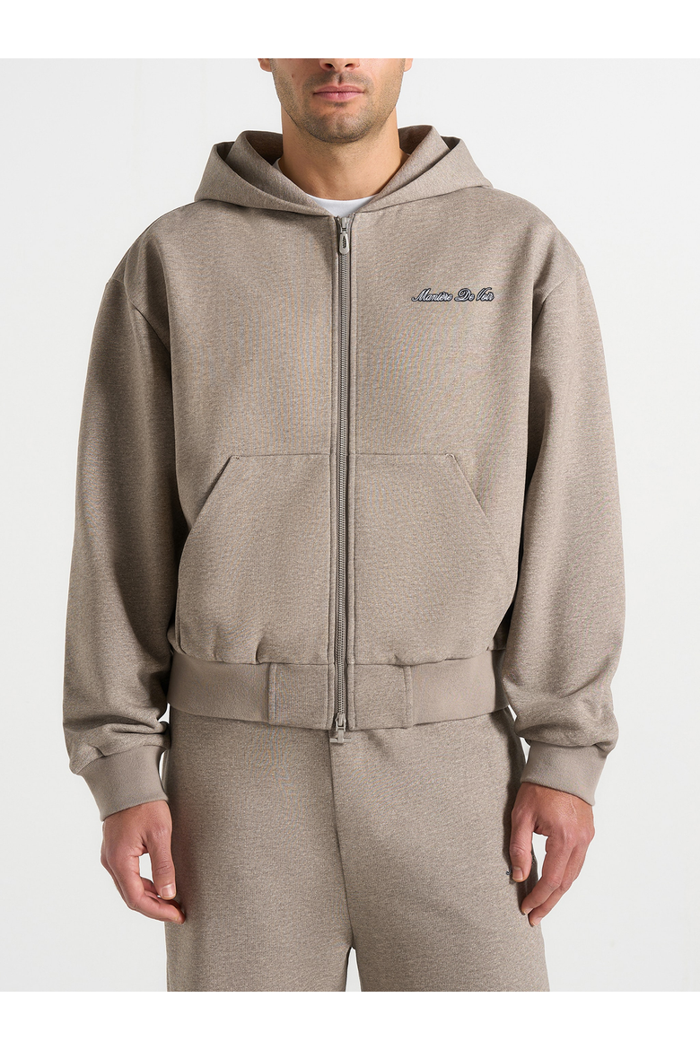 JS002 Unisex Relaxed Fit Zip Hoodie, Alternate, color, Taupe