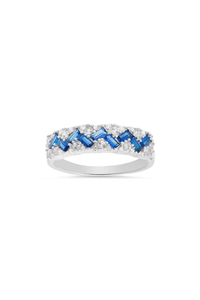 Sterling Silver Two-Tone CZ Pavé Ring, Main, color, SILVER