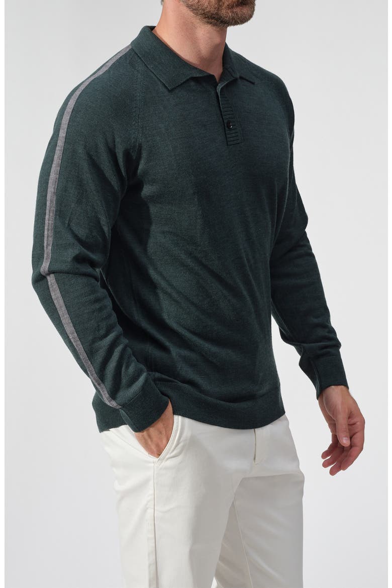 Merino Wool Polo Sweater, Alternate, color, PETROL