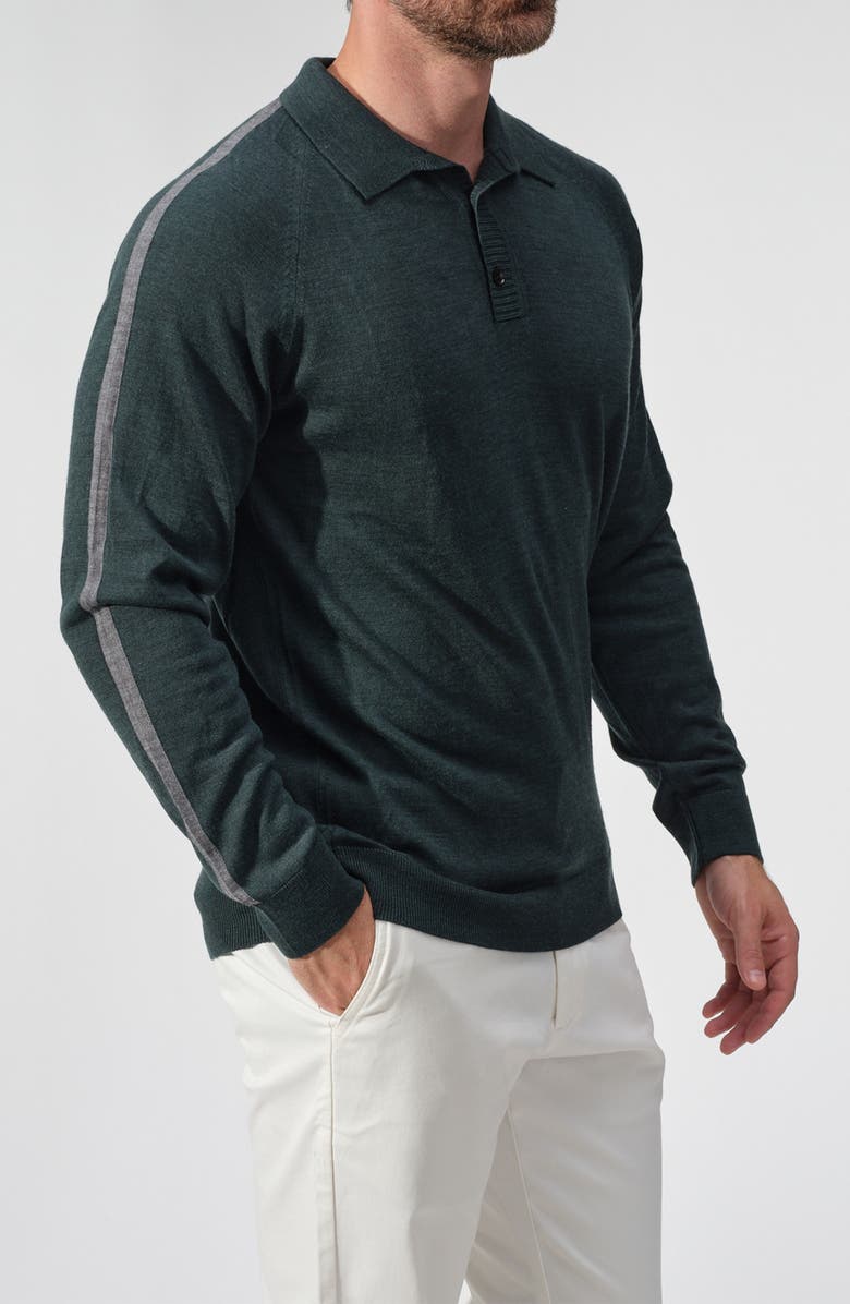 STUDIO GARNET LOS ANGELES Merino Wool Polo Sweater, Alternate, color, Petrol