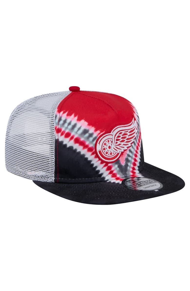 New Era Men's New Era Black/Red Detroit Red Wings Throwback V-Dye Adjustable Golfer Hat, Alternate, color, Black