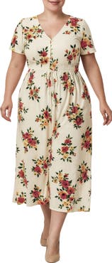 Standards & Practices Floral Midi Shirtdress