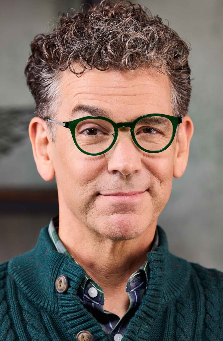 eyebobs Golden Age 45mm Round Reading Glasses, Alternate, color, Green Apple Crystal / Silver