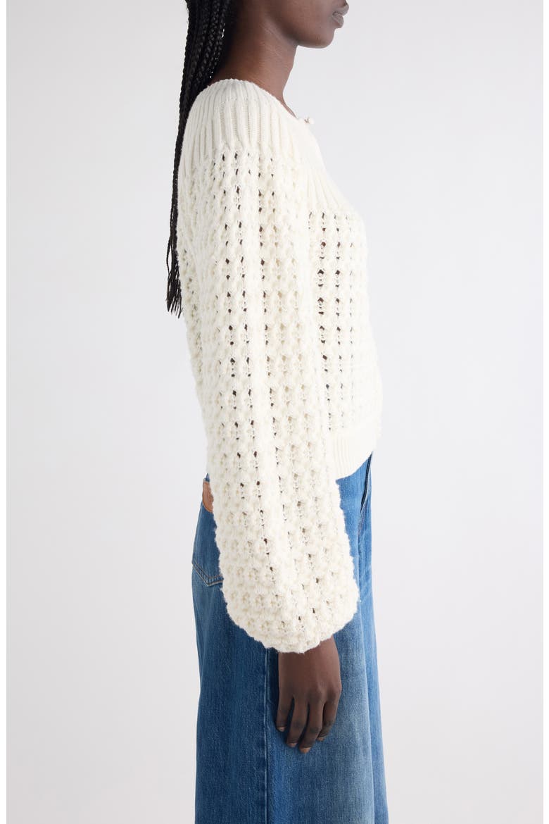Balloon Sleeve Tweed Cardigan, Alternate, color, ICONIC MILK