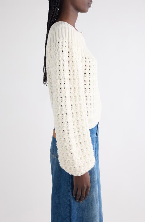 Chloé Balloon Sleeve Tweed Cardigan In Neutral