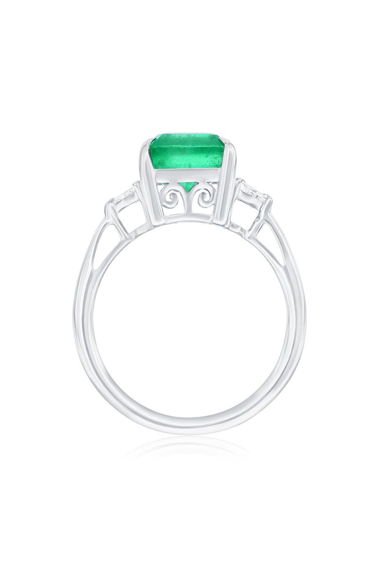 14K White Gold 3.10ct Emerald & 0.20cttw Diamond Ring, Alternate, color, Green