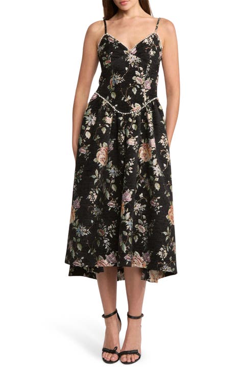 Jasmine Floral Jacquard Midi Dress