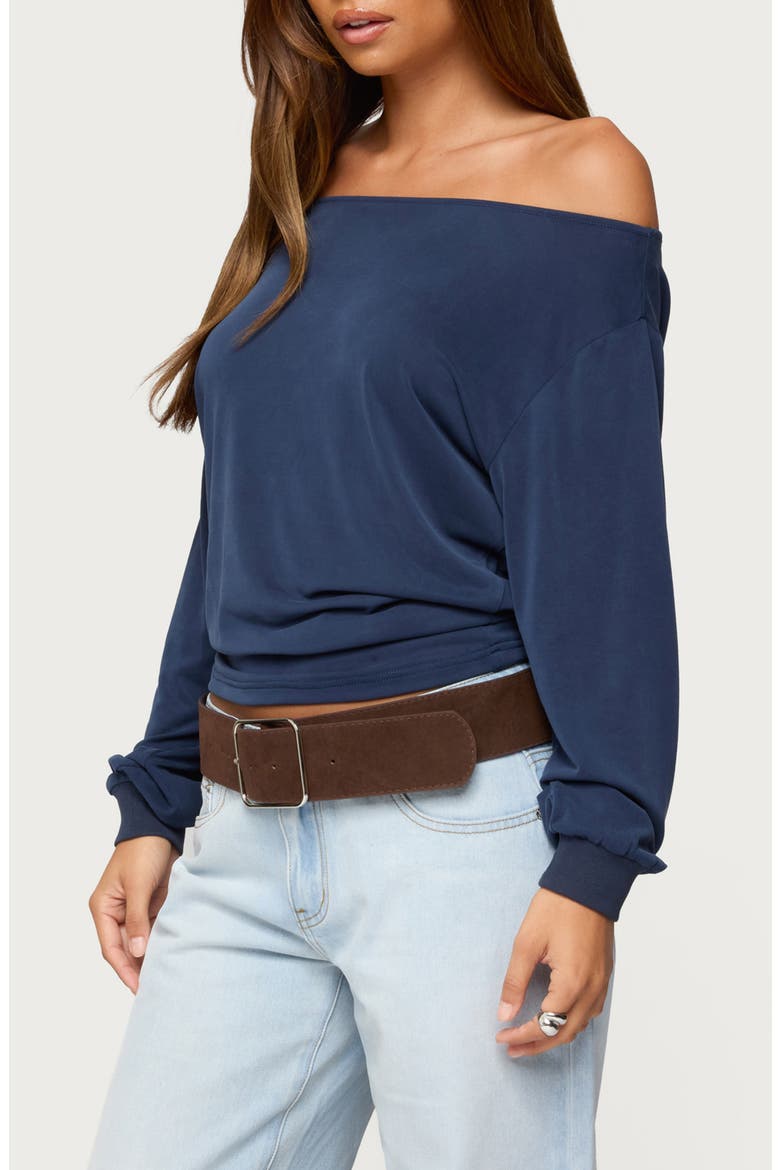 Nannie Off the Shoulder Top, Alternate, color, NAVY