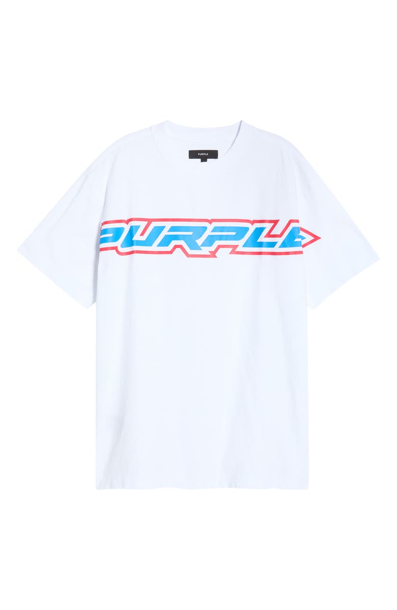 PURPLE BRAND Oversize Textured Cotton Jersey Graphic T-Shirt, Main, color, White
