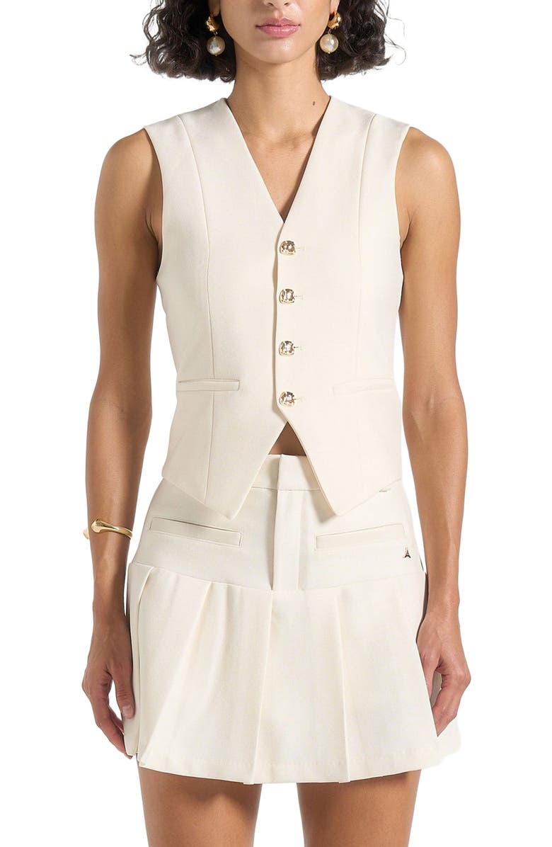 Manière De Voir Christine Tailored Cinch Waistcoat, Alternate, color, Off White
