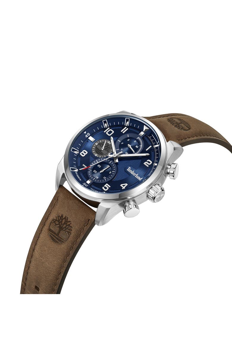Timberland Henniker II Multifunction Leather Strap Watch, 46mm, Alternate, color, 