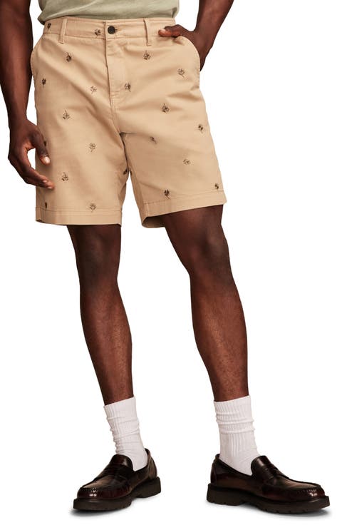 Embroidered Detail Stretch Twill Shorts