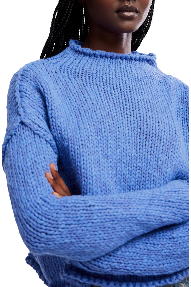 Opal Roll Neck Crop Sweater, Alternate, color, PERI BLUE