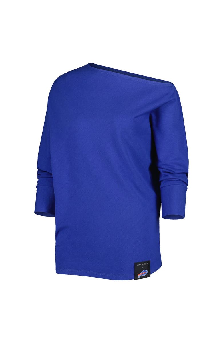 KIYA TOMLIN Women's KIYA TOMLIN Royal Buffalo Bills Twisted Tri-Blend Asymmetrical 3/4-Dolman Sleeve Sweatshirt, Alternate, color, 