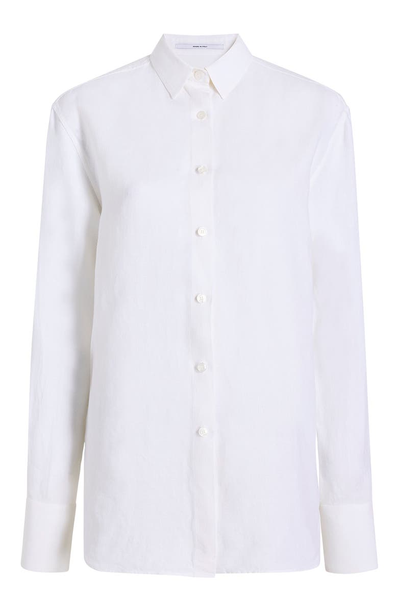 Another Tomorrow LINEN OVERSIZED MENS SHIRT, Alternate, color, White