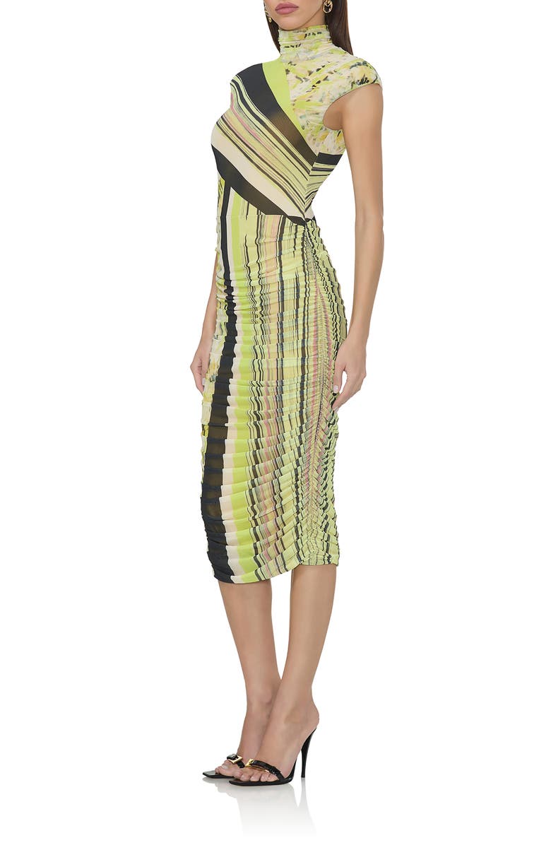 AFRM Tabi Mixed Print Open Back Mesh Dress, Alternate, color, Wing Stripe