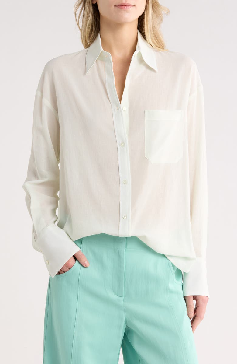 TWP Big Joe Cotton Button-Up Shirt, Main, color, Clearly Aqua