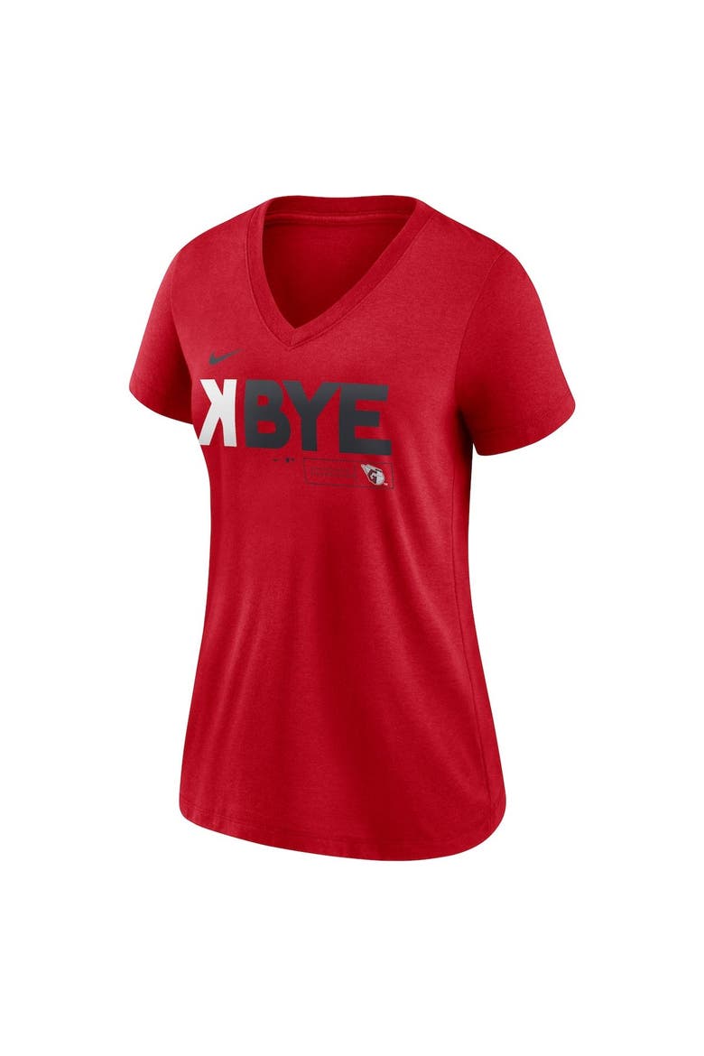 Women's Cleveland Guardians Red Nike K-Bye Tri-Blend V-Neck T-Shirt, Alternate, color, Red