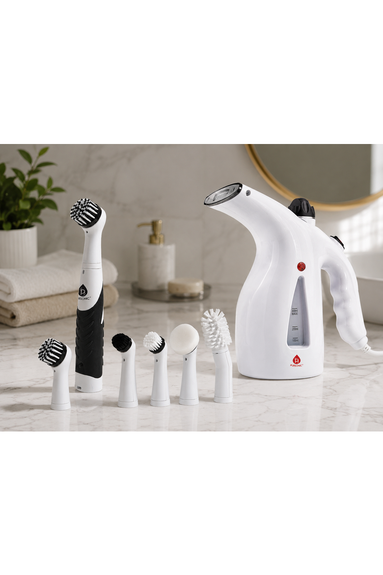 Cordless Power Scrubber & Garment Steamer, Alternate, color, White