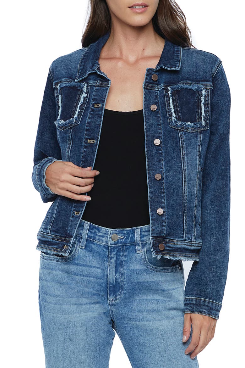 Sammy Frayed Denim Jacket, Main, color, ATLANTIC BLUE