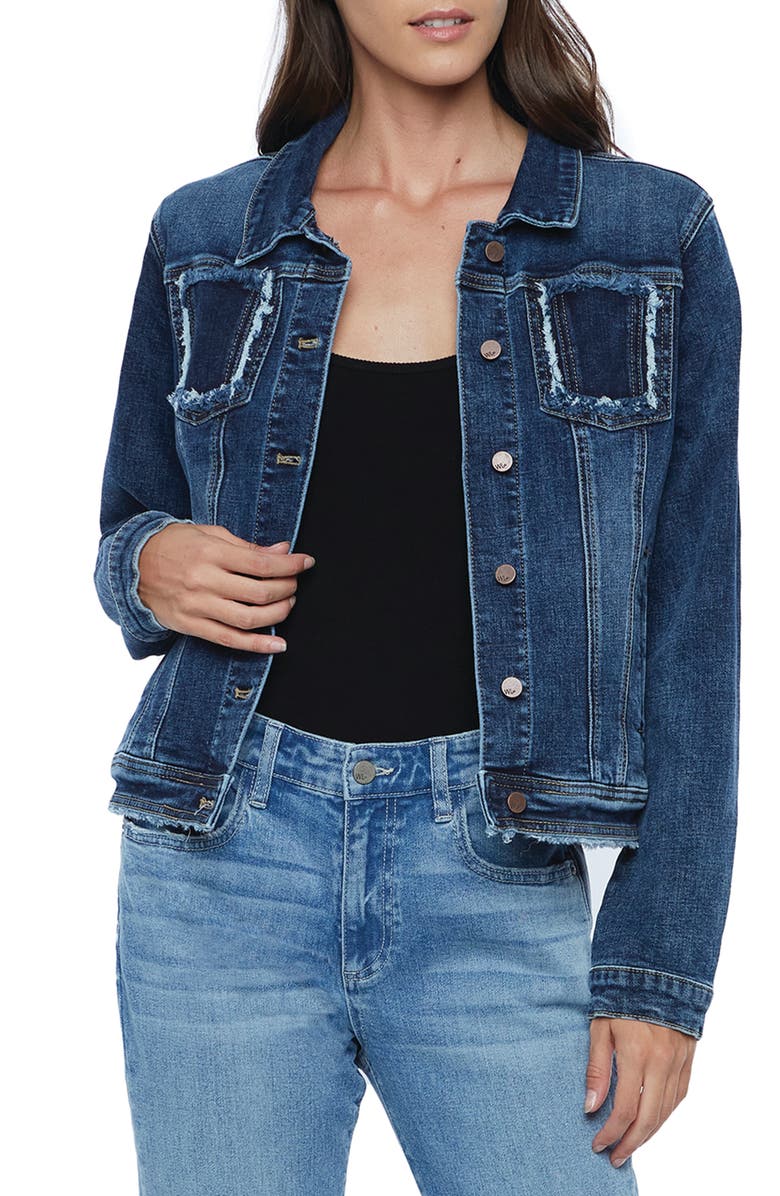 Wash Lab Denim Sammy Frayed Denim Jacket, Main, color, Atlantic Blue