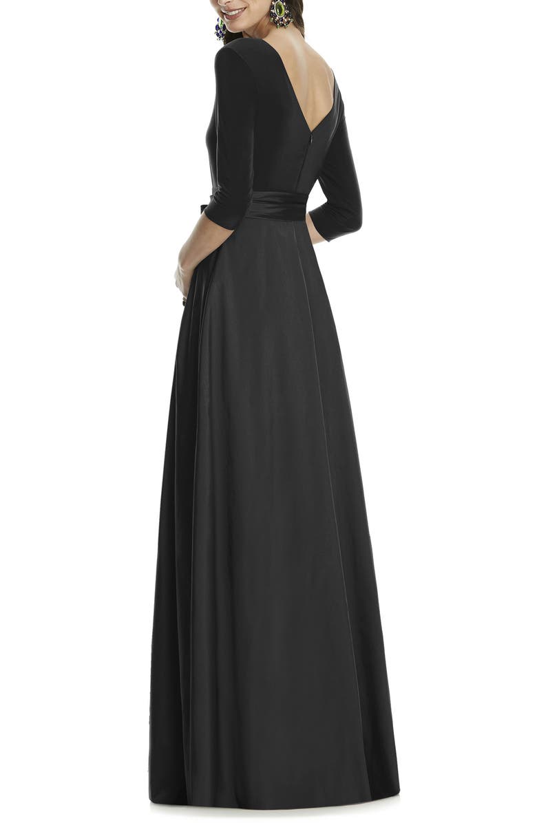 Alfred Sung Jersey & Mikado A-Line Gown, Alternate, color,