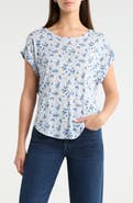 Lucky Brand Abstract Floral Short Sleeve Knit Top
