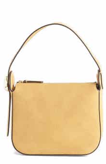 Madewell The Sculpted Metal Wristlet Suede Handbag