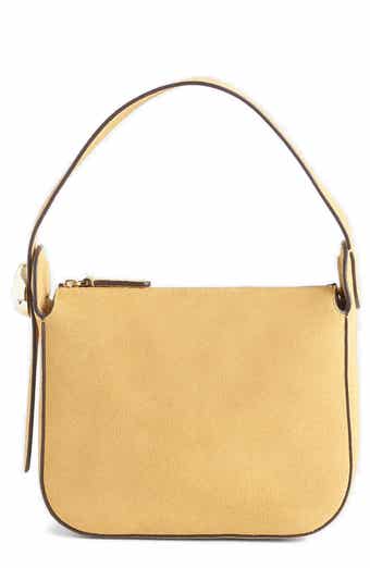 Madewell The Sculpted Metal Wristlet Suede Handbag