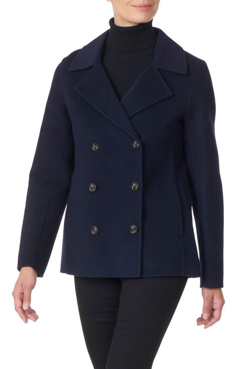 Double Face Wool Blend Double Breasted Coat