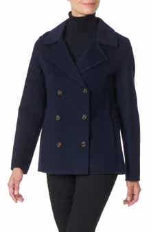 Bruno Magli Double Face Wool Blend Double Breasted Coat