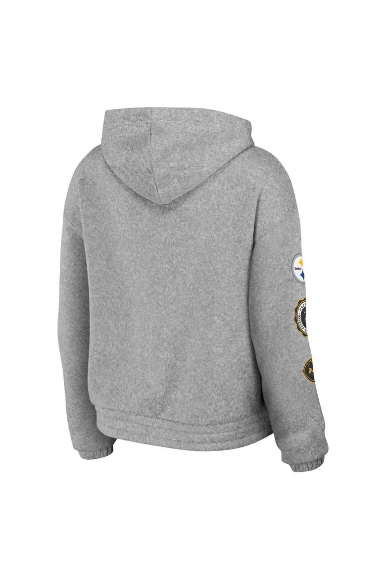 Women's WEAR by Erin Andrews Heather Gray Pittsburgh Steelers Full-Zip Hoodie, Alternate, color, Heather Gray