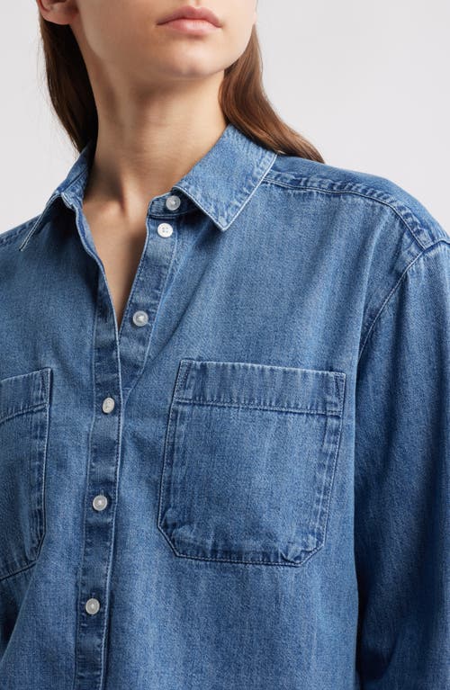 TREASURE & BOND TREASURE & BOND CHAMBRAY CROP BUTTON-UP SHIRT 