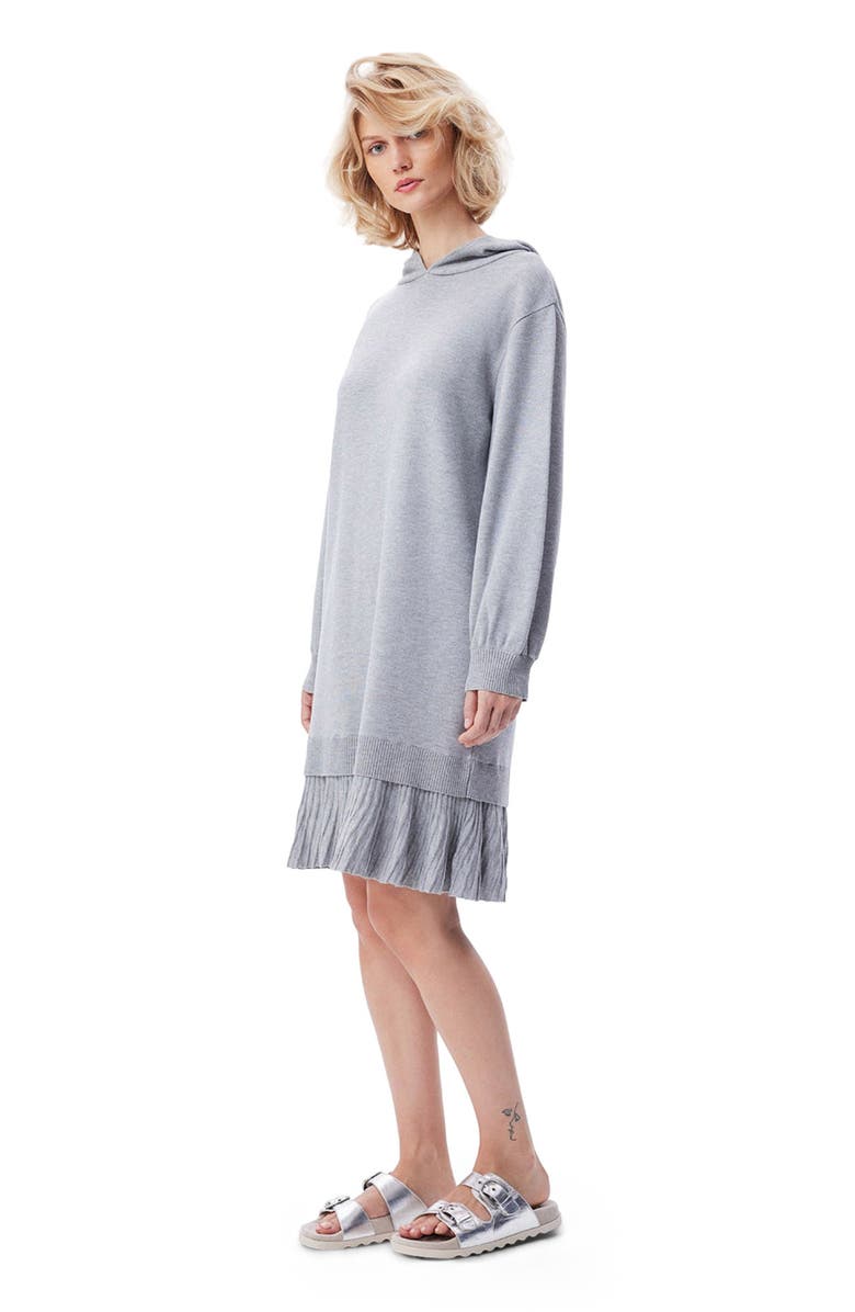 THEO The Label Nomia Pleated Hem Hoodie Dress, Alternate, color, 