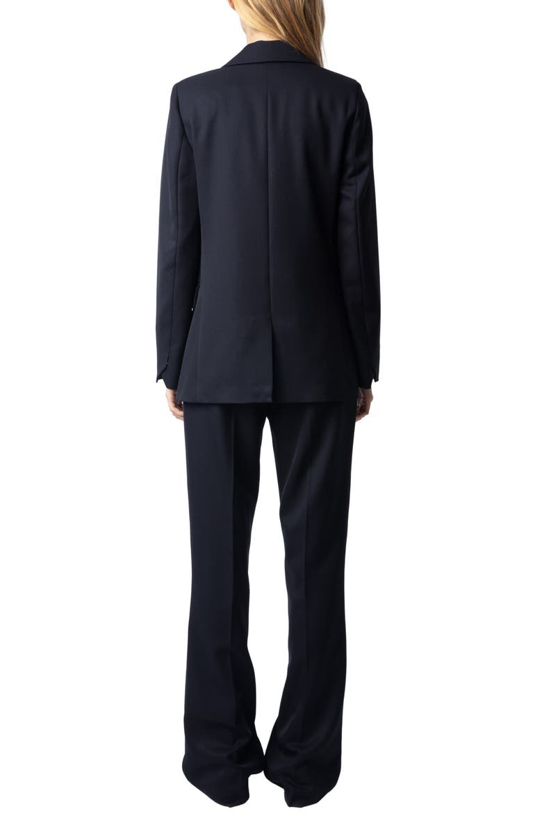 Zadig & Voltaire Valse Single Breasted Virgin Wool Grain de Poudre Blazer, Alternate, color,