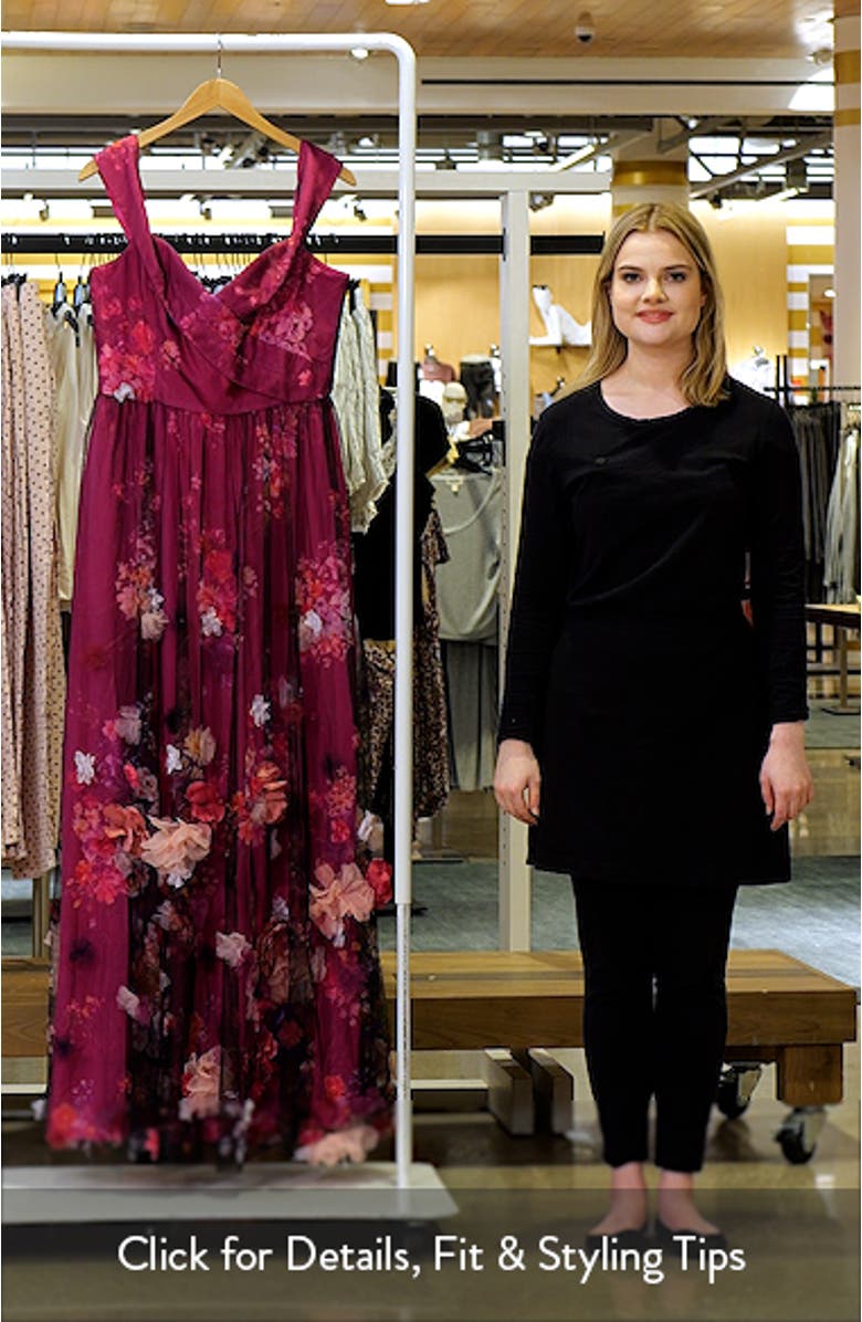 Aurea Floral Print Off the Shoulder Gown, sales video thumbnail