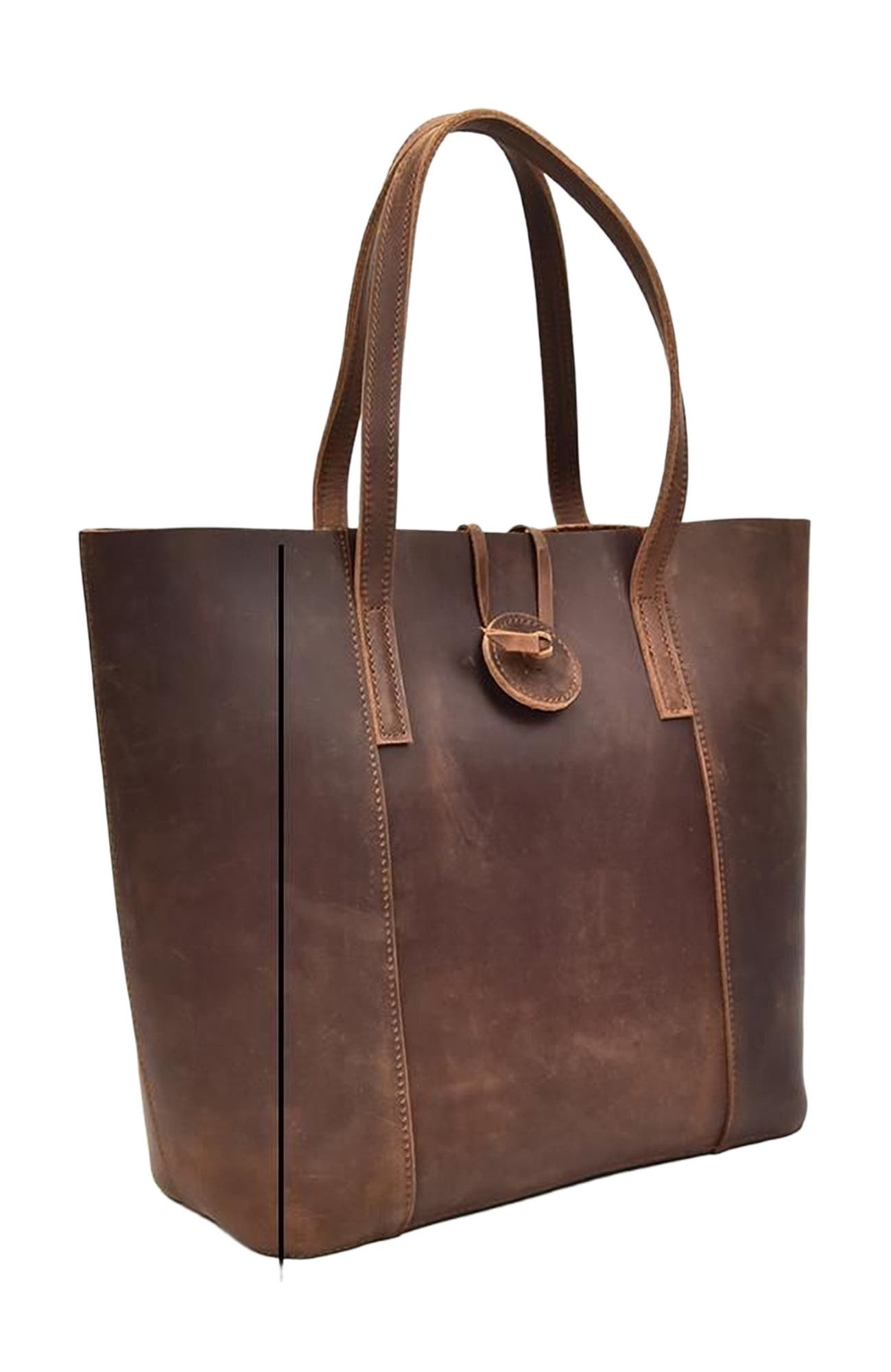 STEEL HORSE LEATHER The Taavi Tote | Handcrafted Leather Tote Bag, Alternate, color, Brown