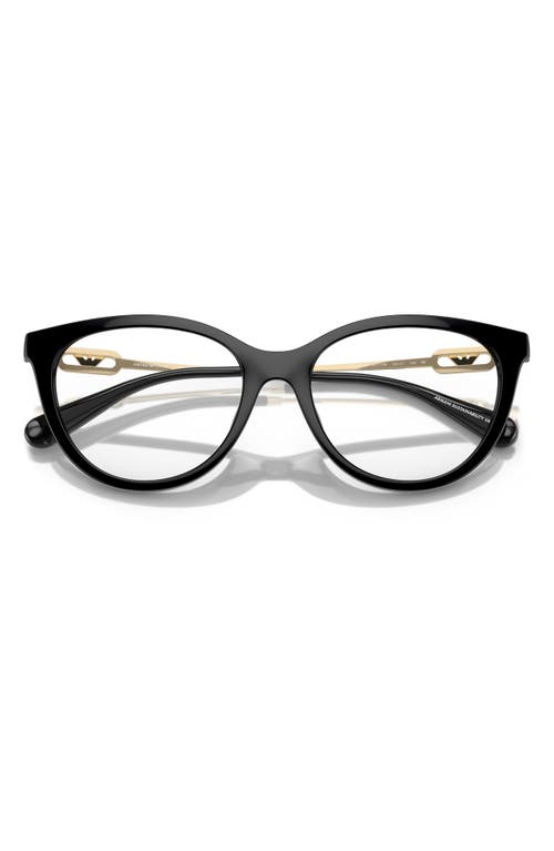 Emporio Armani 53mm Cat Eye Optical Glasses In Black