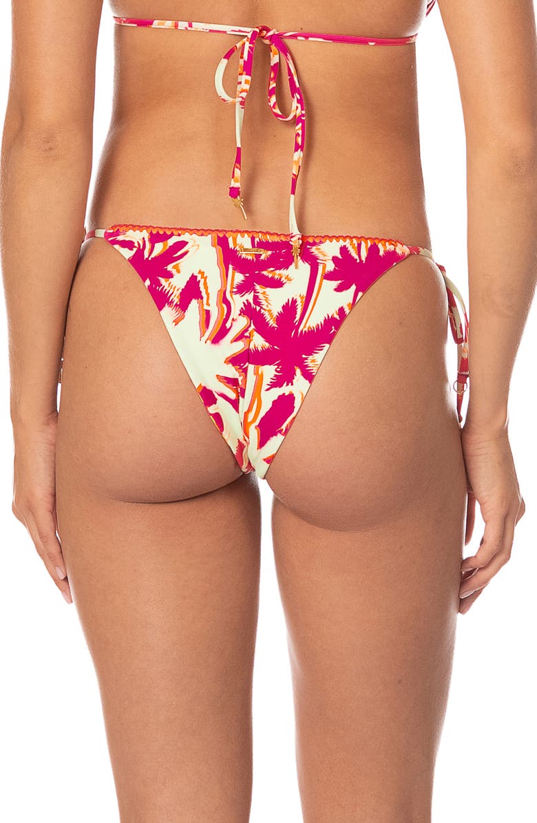 Maaji Dreamscape Glow Sunflash Reversible Side Tie Bikini Bottoms, Alternate, color, Dark Pink