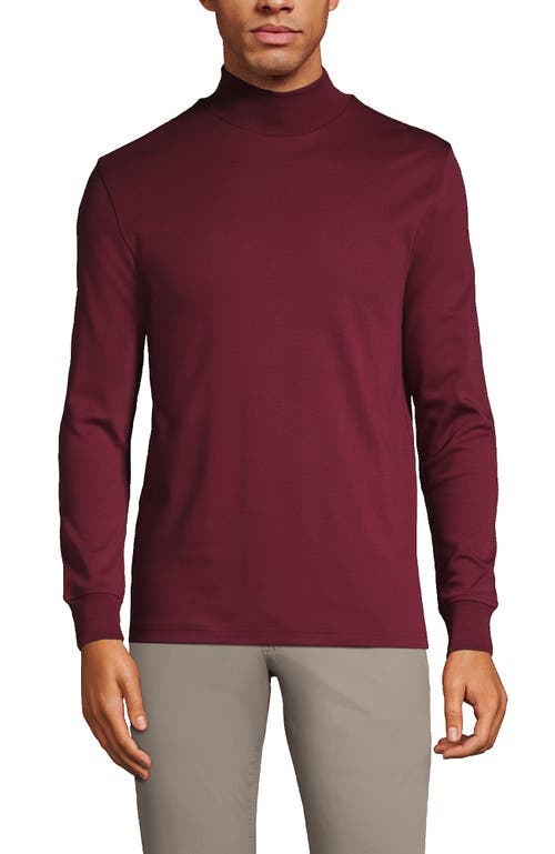 Lands' End Cotton Supima Mock Turtleneck In Burgundy