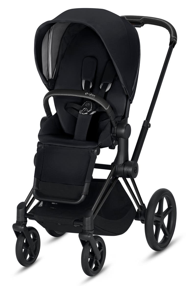 e-Priam Matte Black Electronic Stroller with All Terrain Wheels, Main, color, PREMIUM BLACK