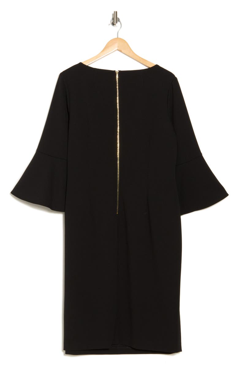 Calvin Klein Bell Sleeve Scuba Crepe Sheath Dress, Alternate, color, 