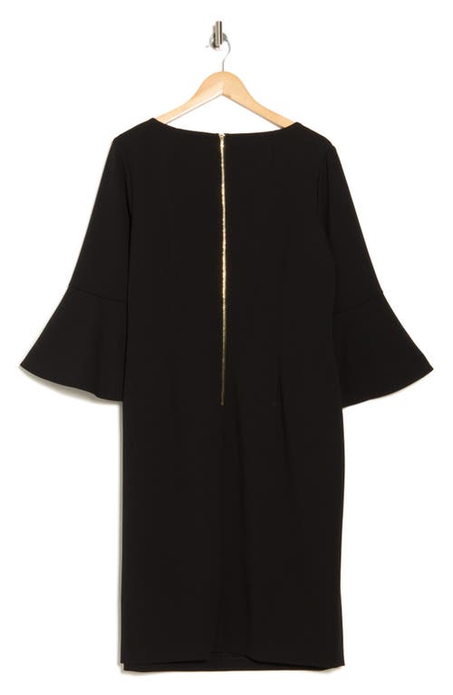 Calvin Klein Bell Sleeve Scuba Crepe Sheath Dress In Black