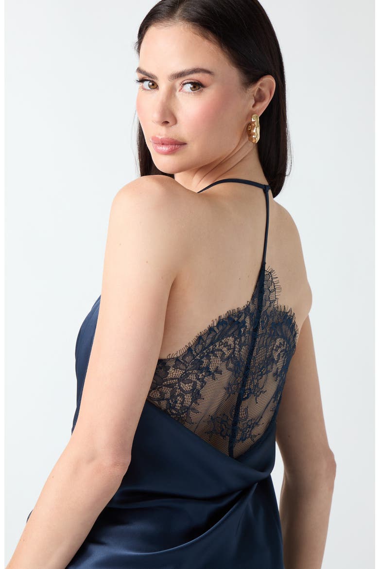 Atena Lace Trim Satin Top, Alternate, color, A71W-TURQU