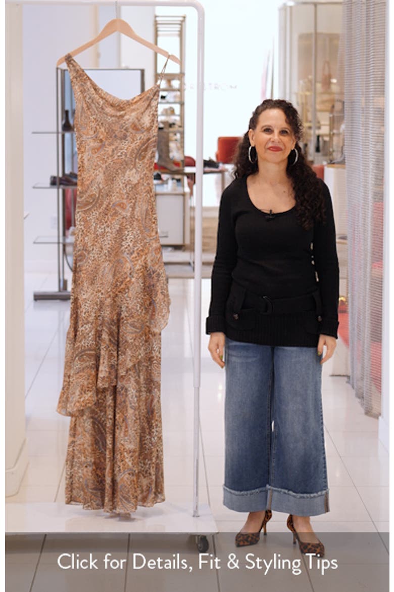 Viola Mixed Print Tiered Silk Gown video