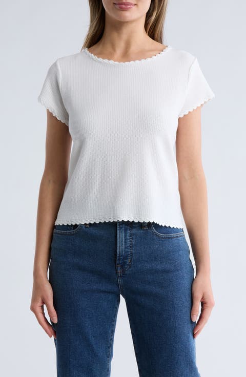 Boat Neck Cap Sleeve Seed Stitch Sweater