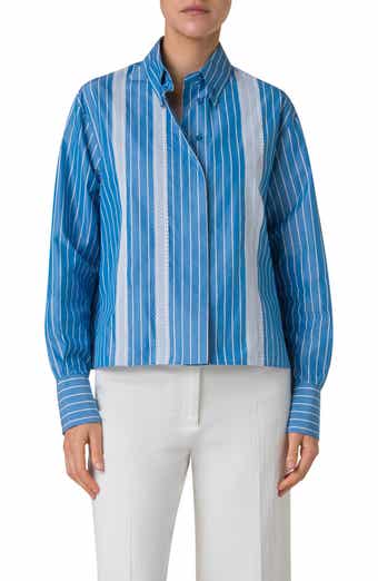 Akris punto Pajama Stripe Long Sleeve Button-Down Shirt