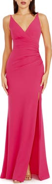 Dress the Population Jordan Ruched Side Slit Gown