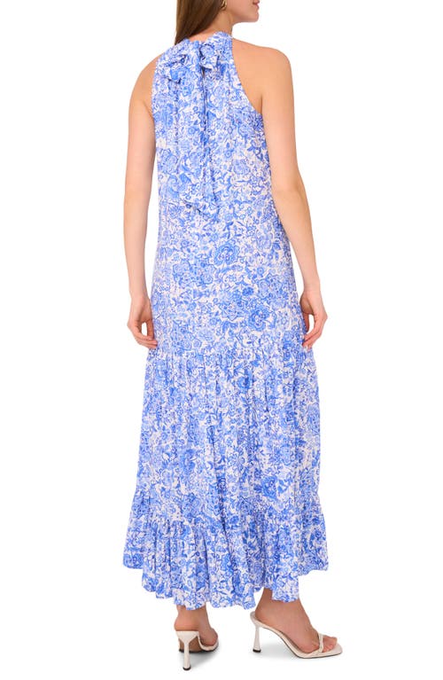 Vince Camuto Print Sleeveless Halter Neck Dress In Bluebell